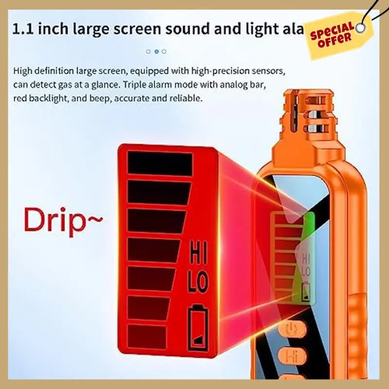 Stable Performance-1 PCS Portable Natural Gas Detector Alarm Sound Methane Hexane With LCD Screen 2 AAA Batteries For Home A