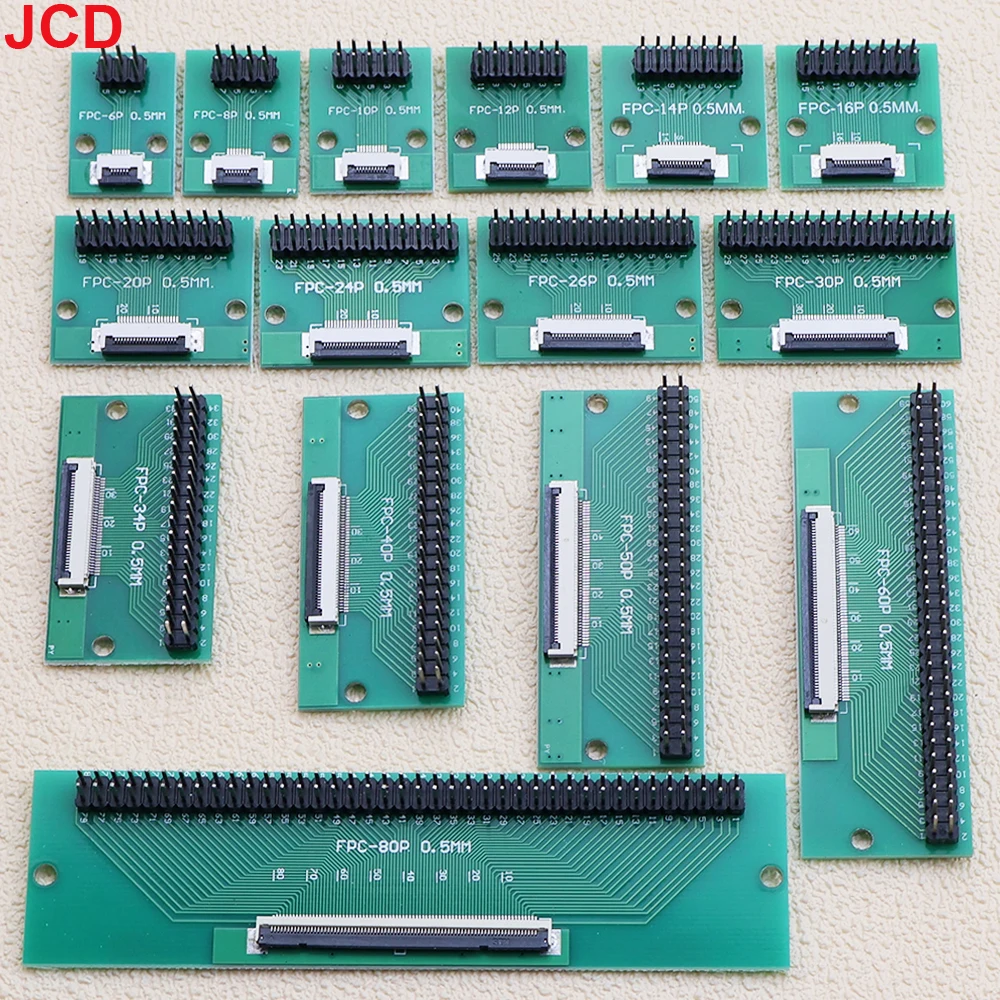 FPC/FFC Adapter Board 0.5mm Connector To 2.54mm Double Row Straight Pin Socket 4/6/8/10/12/16/20/24/26/30/36/40/46/50/60/80Pin