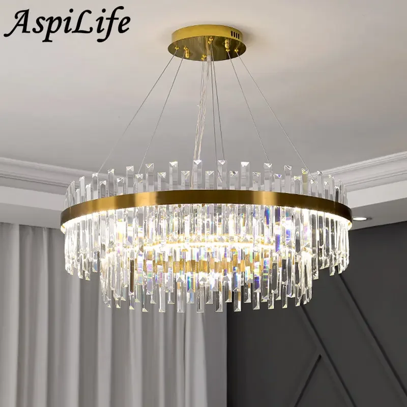 

Modern Simple Living Room Crystal Chandelier for Dining Room Bedroom House Lighting Design Atmospheric French Style Chandelier