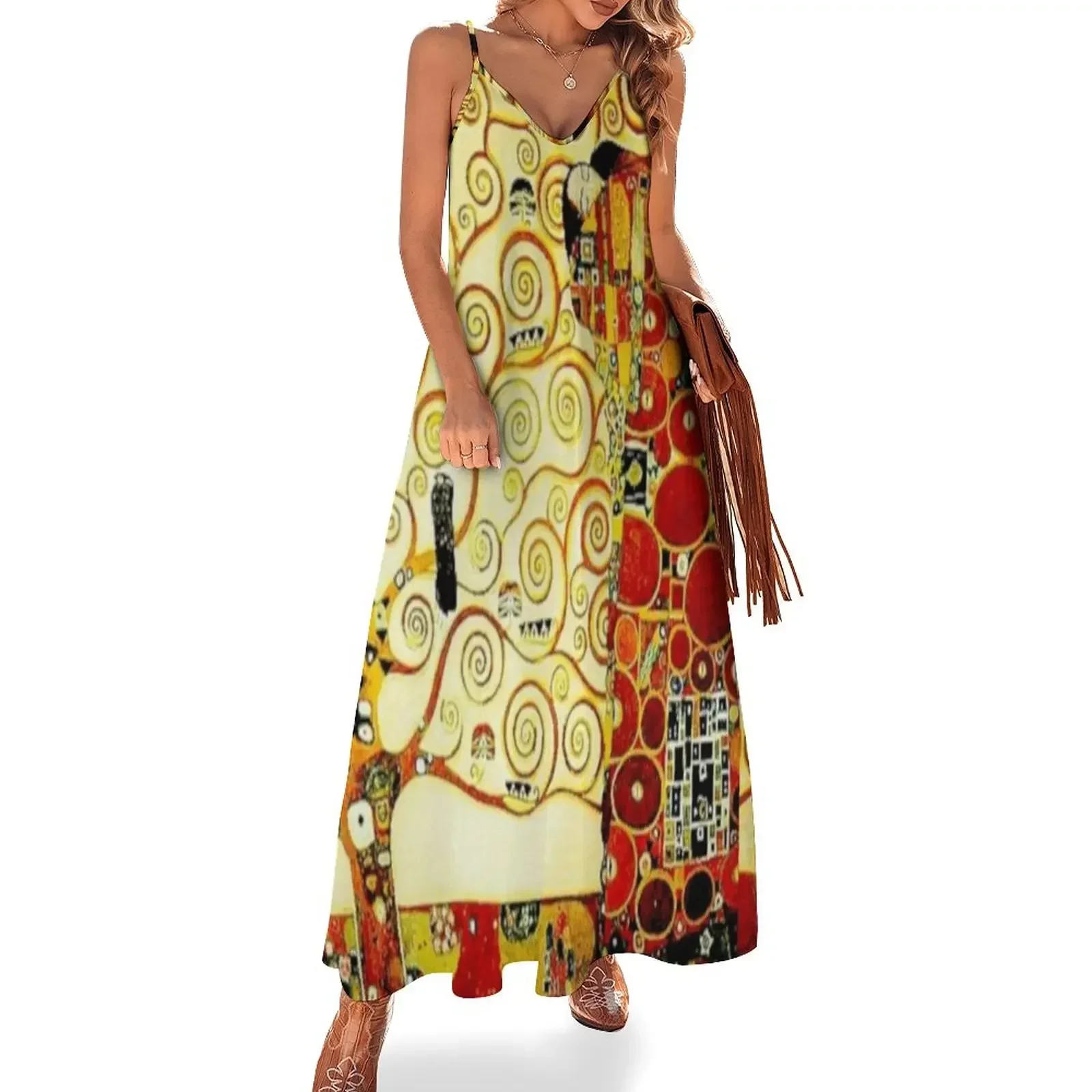 The Tree of Life by Gustav Klimt | Art Nouveau Symbolism Sleeveless Dress summer dresses women 2024 dresses korean style Dress