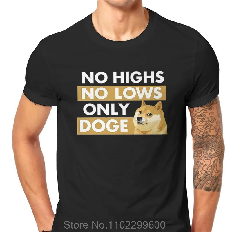 Bitcoin Cryptocurrency Art No Highs No Lows Dogecoin T Shirt Harajuku High Quality Tshirt Loose Vintage Short Sleeve Streetwear