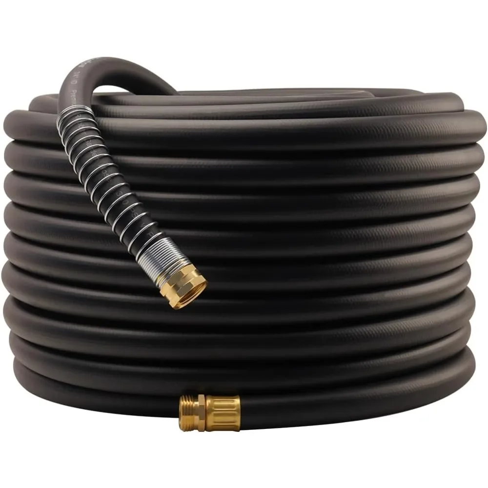 

Garden Hose 150FT x 3/4, Heavy Duty Rubber Hose, Water Hose with Five Layered Braiding, Male Female Fittings, 1000PSI B