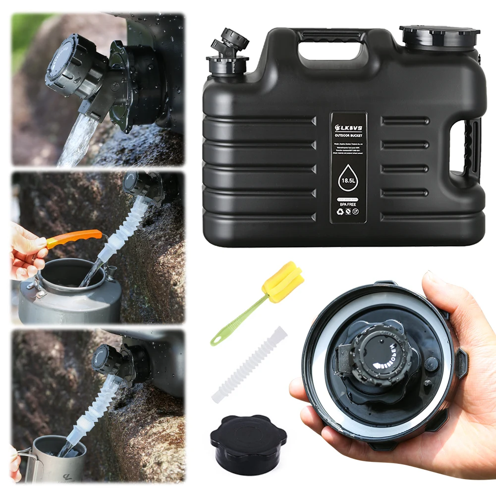 

18.5L Portable Water Tank Leak-Proof Drinking Water Bucket Large Capacity Water Dispenser Carrier for Vehicle Car Camping