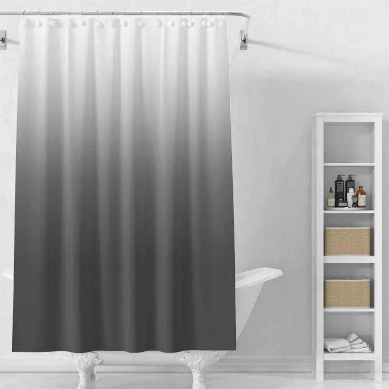 Gradient Color PEVA Shower Curtain Nordic Style Perforated Thickened Waterproof Moisture Proof And Mildew Proof Bathroom Curtain