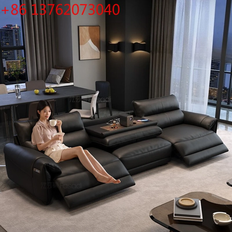 

Современные диваны из натуральной кожи, итальянский дизайнерский эстетичный электрический диван-реклайнер на 3 места, мебель для гостиной