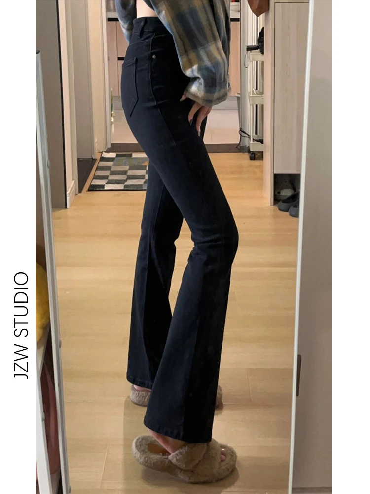 Bla Fce Jeans in denim micro svasato foderati Autunno Inverno da donna taglie forti Dimagranti Vita alta Elastico Slim Fit Zoccolo P...