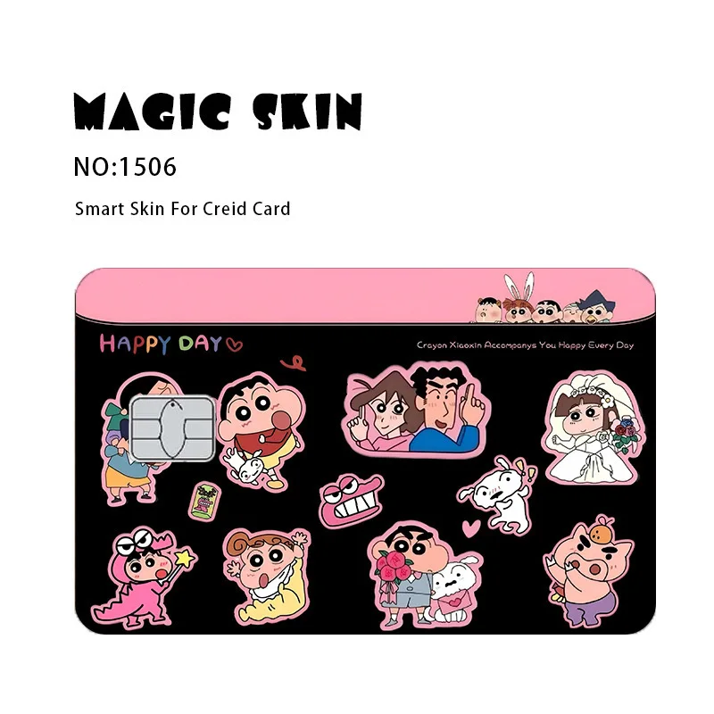 kawaii Anime Crayon Shin-Chan Poker Sticker Film Tape Skin for Credit Card Debit Card Cartoon Waterproof Stickers Small Chip
