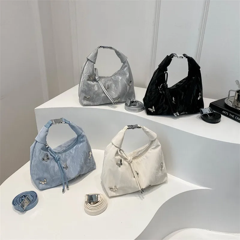 

Women's New Handbags Korean Metal Butterfly Soft PU Simple Versatile Tote Bag Portable High-quality Luxury Brand Crossbody Bag