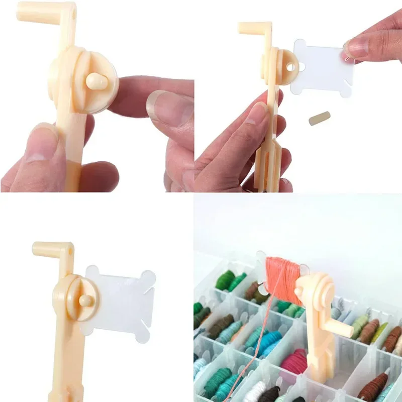 Plastic Bobbins and Bobbin Winder Set Spool Thread Card Embroidery Floss DIY Stitch Thread Organizer Holder Sewing Tools Costura