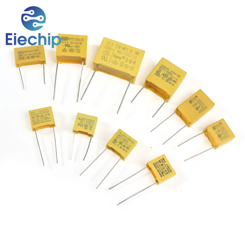 50PCS 102K~105K Polyester Film Capacitors Pack 275VAC X2 Capacitor Assorted Kit 0.047UF 0.1UF 0.22UF 0.33UF 0.47UF 0.68UF 1UF