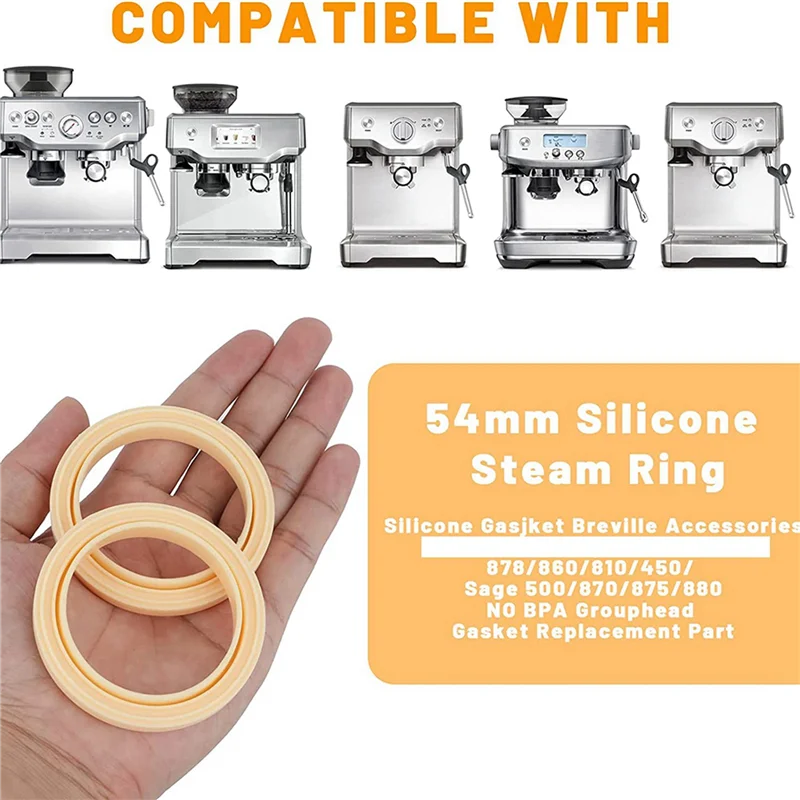 B59B-54Mm Silicone Steam Ring, 6Pack Grouphead Gasket For Breville Espresso Machine 878/870/860/840/810/500/450/ Sage 500/870