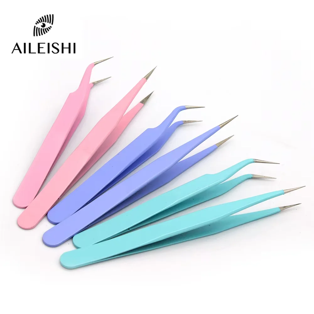 Gekleurde antistatische wimperpincet roestvrij staal voor wimperverlenging make-up gereedschap nagelkunstaccessoires strass picker tool
