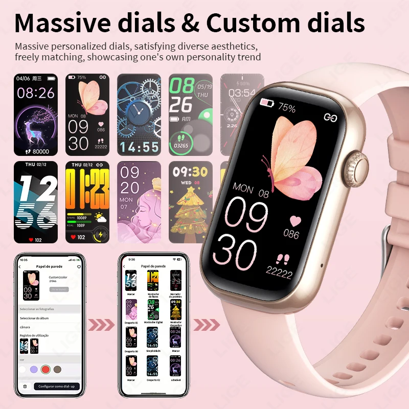 For Android IOS Smart Bracelet Women Smartwatch Men Heart Rate Blood Oxygen Waterproof Sport Smart Band Watch For Ladies 2026