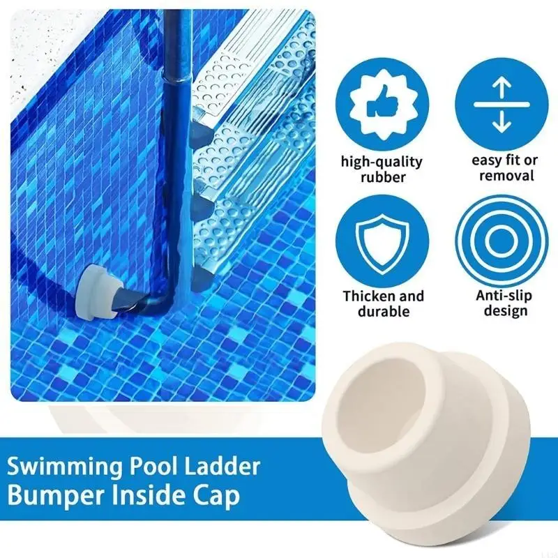 L43A 2Pcs Pool Ladder Bumpers for Inground Pool Rubber Pool Ladder End Plugs Pool