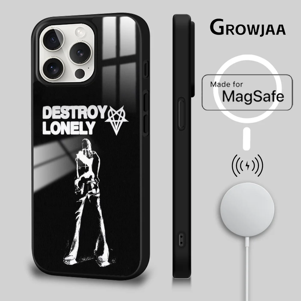 D-Destroy Lonely Lone Phone Case For iPhone 16 15 14 13 12 11 Pro Max Plus Mini Magsafe Mirror Wireless Magnetic Cover