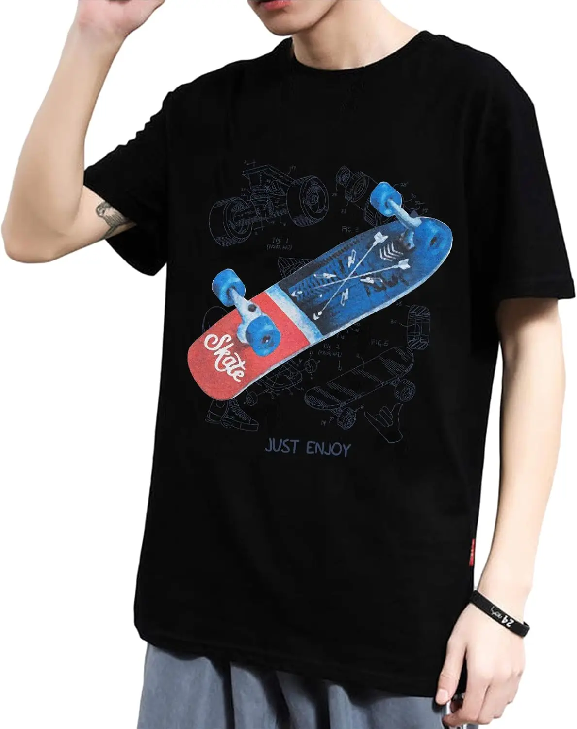 Cool Skateboard Graphic Letter Printed Vintage T Shirt Short Sleeve Cottton Tee