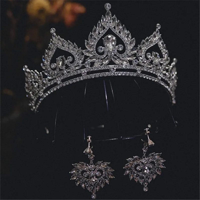 CC Shining Crowns Women Hair Accessories Wedding Headbands Bridal Headdress Engagement Luxury Tiaras With Earrings Gifts AN139