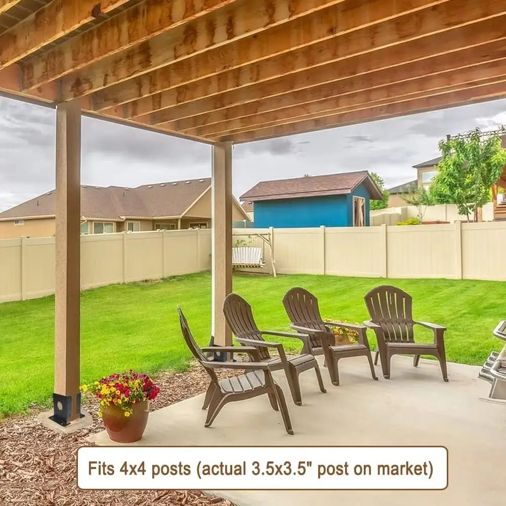 

2pcs Sturdy Support Wood Fence Pergola Brackets Adjustable Design 3.5x3.5inch Posts Post Base Brackets Black Easy Installation