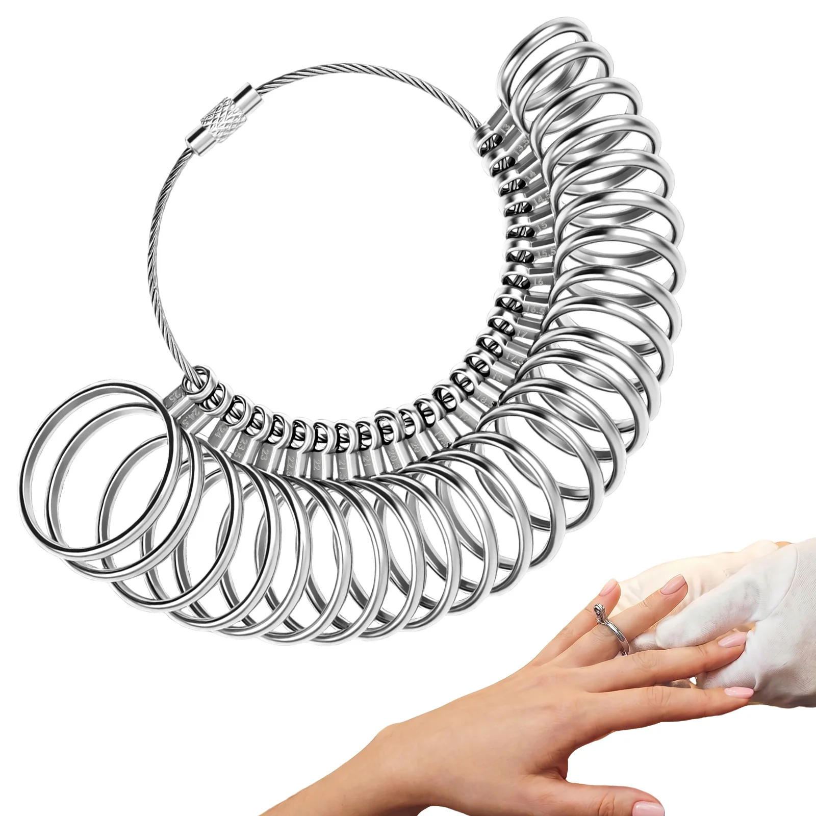 Ring Sizer Measuring Tool Set 13 to 25 Zinc Alloy Precise Finger Ring Sizer Gauge Jewelry Making Equipments Accessories