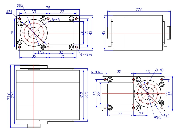 SM120BL Brushless Digital Feedback Servo 150kg Torque Servo 12V 24V 28V Servo