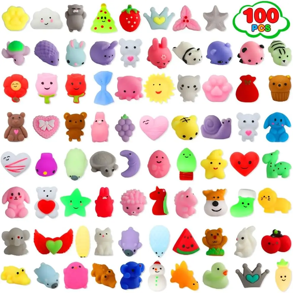 

Набор из 100 мягких игрушек-сквишей, случайные фигурки животных, игрушки-антистресс для детских праздников, призов для класса, подарочных пакетов