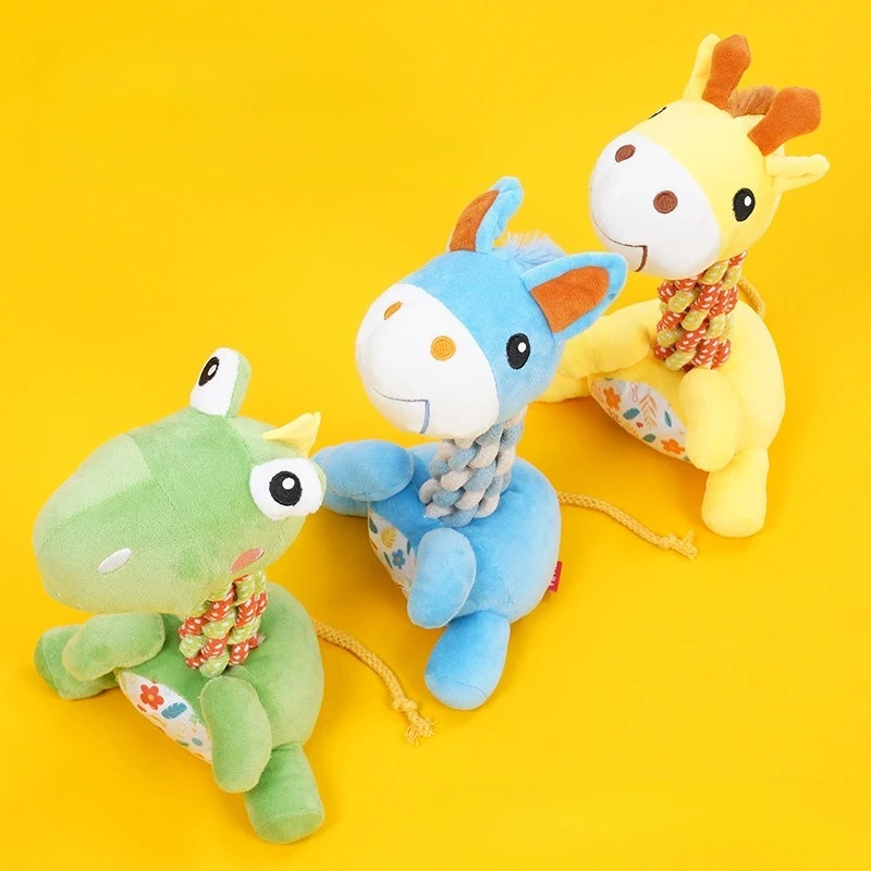 Sound Giraffe Cat Dog Toys for Aggressive Chewers Dogs Teeth Cleaning Chew Squeak Toy Puppy Interactive Plush Doll Pet Supplies