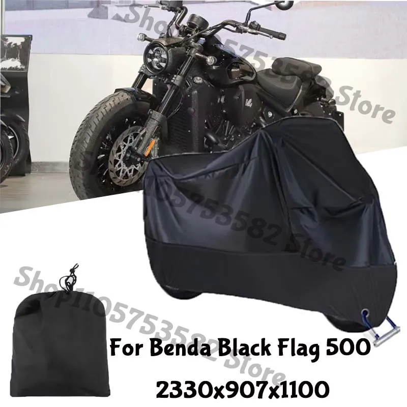 Motorcycle Full Covers For Benda Black Flag 500  Car Outdoors Sun Protection Dust No Ear Thickened Oxford Clothcover Accessories