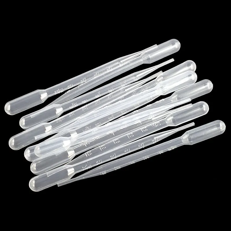 

100Pcs 1/2/3/5/10ML Laboratory Pipette Plastic Disposable Graduated Pasteur Pipette Dropper Polyethylene Makeup Tools