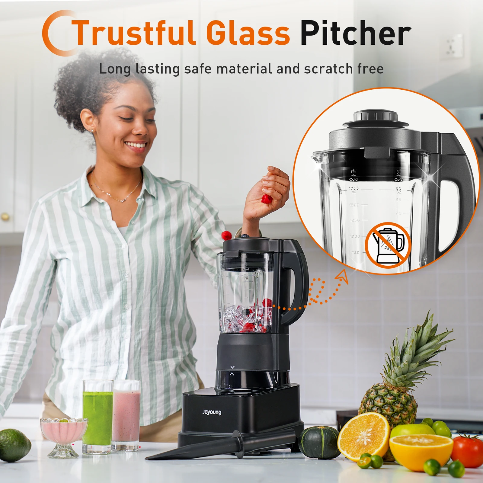 Joyoung liquidificador 28,000rpm liquidificadores para cozinha com led touchscreen liquidificador de vidro para shakes e smoothies com 8 presets