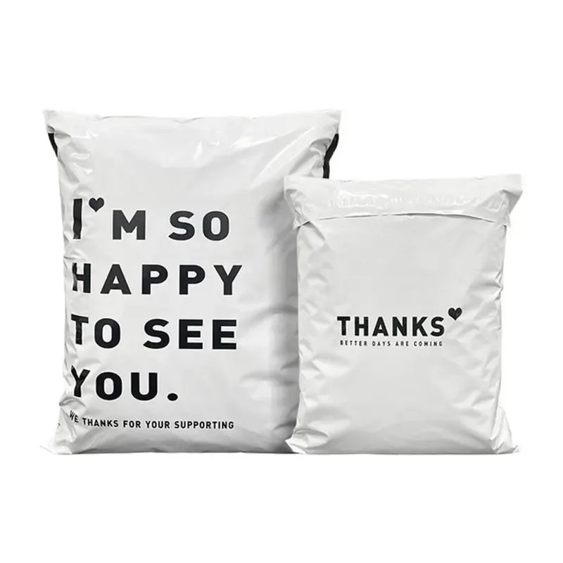 INPLUSTOP White Express Bag Color Thicken THANKS Waterproof Packaging Bags Envelope Courier Pouch MailBags