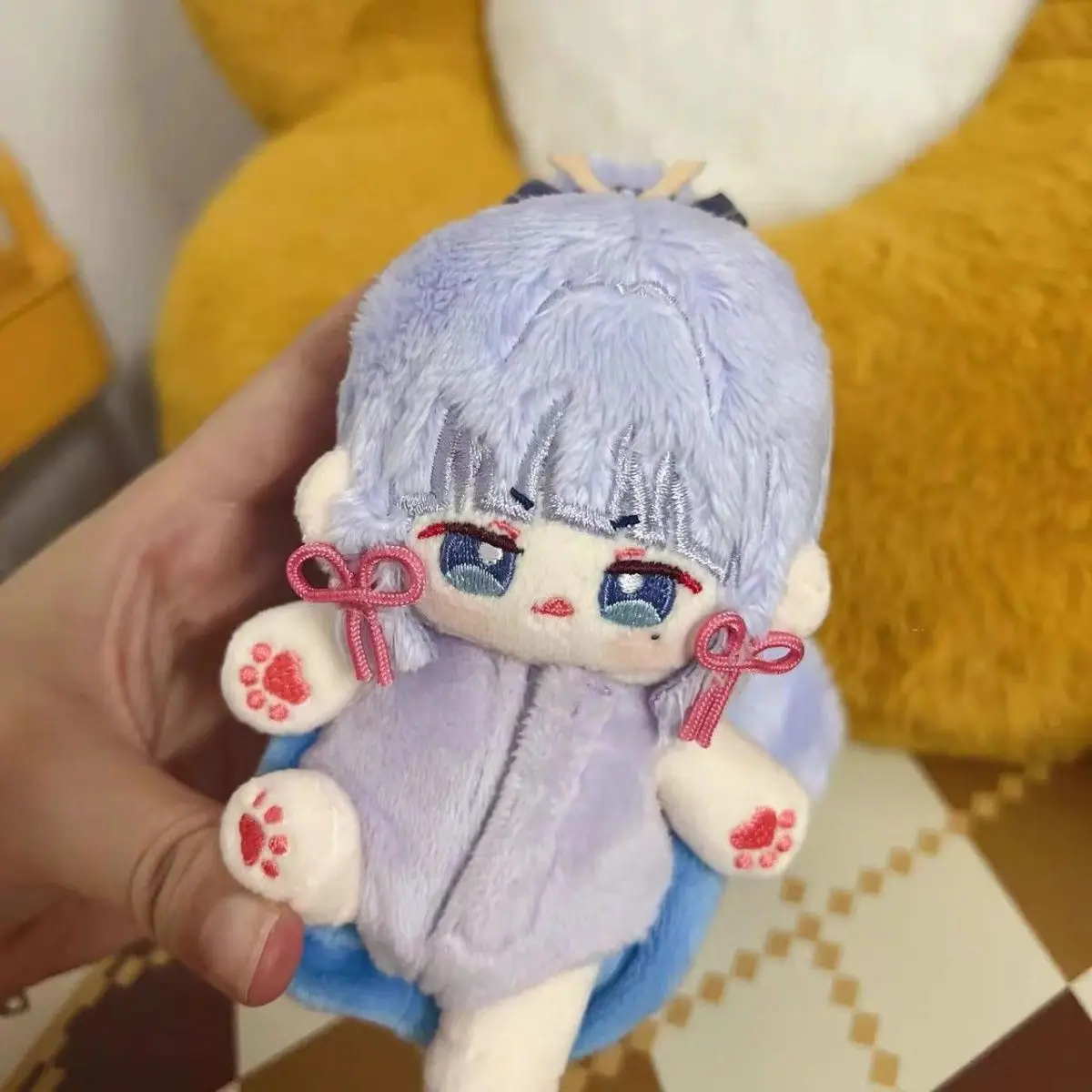 Genshin Impact Kamisato Ayaka 12cm Cotton Backpack Charm Keychain Plush Cute Stuffed doll Body Plushie Toys Cosplay Gift - view 3
