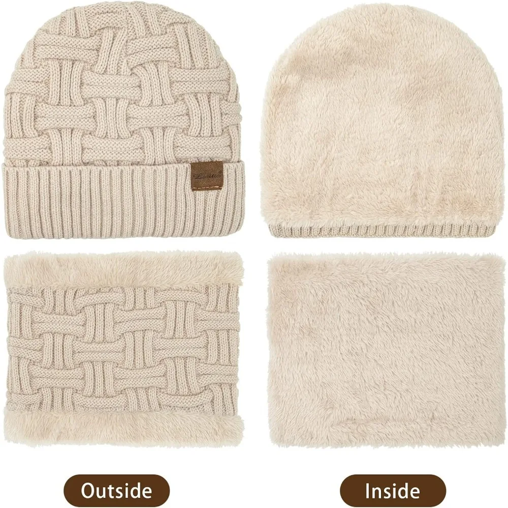 ชุดหมวกไหมพรม 3 ชิ้น ลอริตต้า สำหรับฤดูหนาว พร้อมที่ปิดคอ ถุงมือหน้าจอสัมผัส ผ้าพันคอหนา หมวกบีนนี่ ชุดผ้าพันคอ ของขวัญสำหรับผู้หญิง