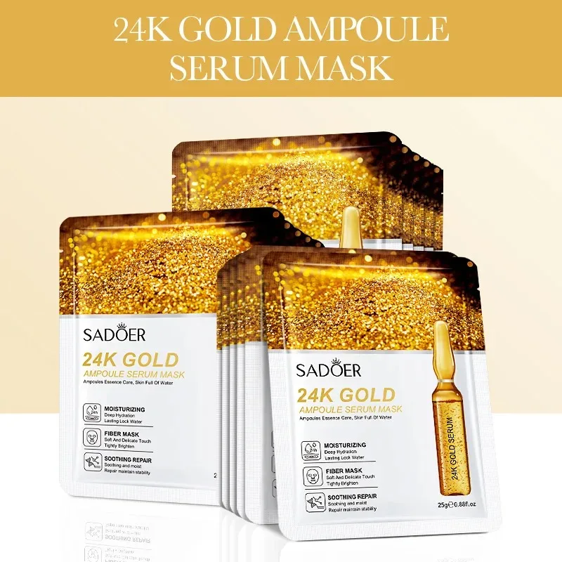 10/20/30pcs 24K Gold Vitamin C Hyaluronic Acid Face Mask Facial Moisturizing Firming Hydrating Facial Masks Skin Care Products image 6