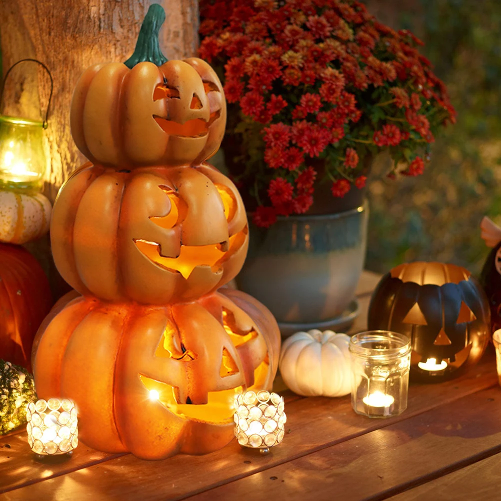 

Halloween Light Up Stacked Pumpkins Halloween Party Decor Indoor Outdoor Decorations Light Up Stacked Pumpkins