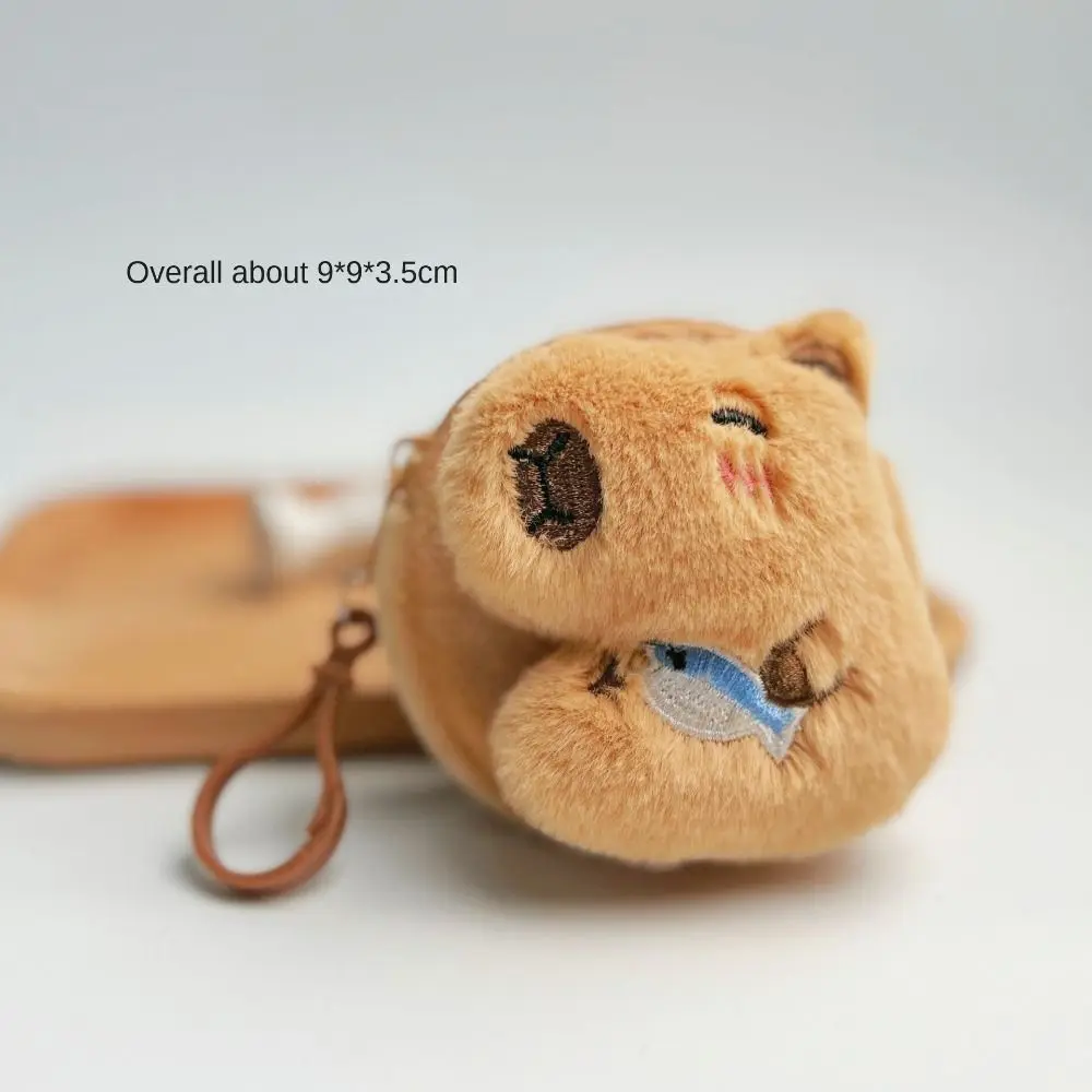 Funny Portable Capybara Plush Coin Purse Zipper Mini Capybara Purse Bag Kawaii Cartoon Animal Capybara Earphone Bag Outdoor