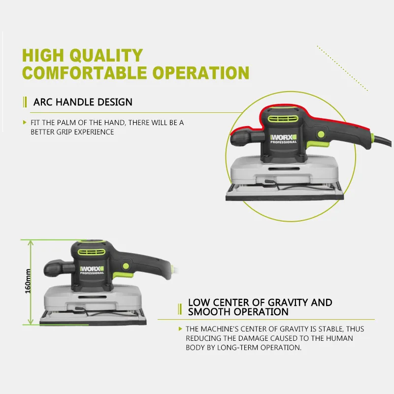 Woodworking Flat Sander Polishing Machine Electric Sander Machine with Free Mask + Goggles + Gloves+ Carbon Brush