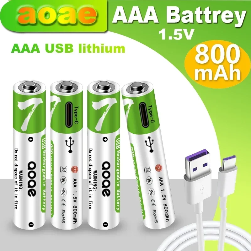 1.5V AAA USB Rechargeable Batteries 800mAh Li-ion Battery For Remote Control Mouse Electric Toy Battery aaa rechargeable battery