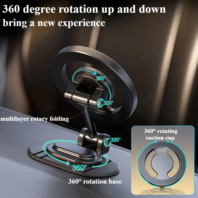 MagSafe Compatible Foldable Magnetic Car Mount - Universal Dashboard Phone Holder 5
