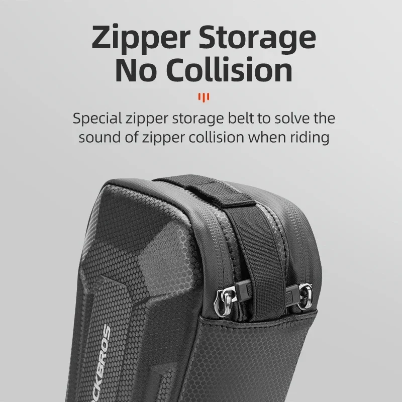 ROCKBROS Hard Shell Bicycle Bag MTB Road Bike Bags Carbon Pattern Waterproof Top Tube Bag Cycling Saddle Bags 1.5L High Capacity