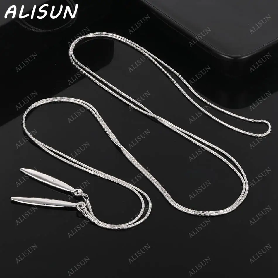 

ALISUN 925 Sterling Silver 55cm Thin Necklace For Women Man Charm Trend Birthday Gifts Fashion Party Fine Jewelry