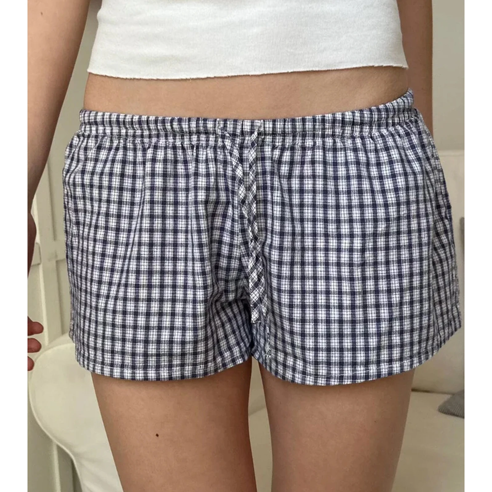 

Повседневные шорты в полоску с принтом для женщин, шорты для сна, короткие брюки с эластичной резинкой на талии и шнурком для пляжного клуба, уличная одежда