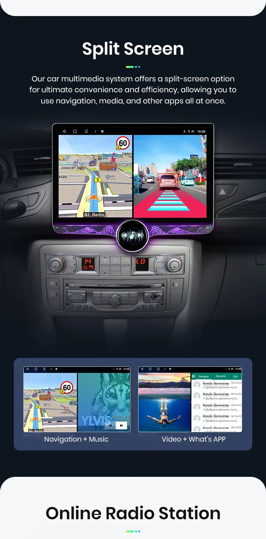 Junsun 11,5' QLED 2K Wireless CarPlay Android Auto Autoradio 13 für Citroen C5 2008 2009 2010-2017 Multimedia-Stereo 8-Kern 4G – Detail 15