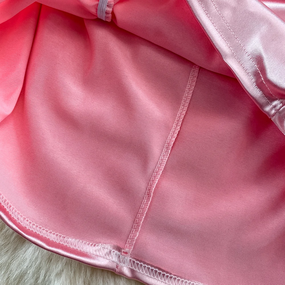 Mulheres cetim seda ruched vestido senhora estilingue sexy puro desejo vestidos senhora data noite cama sexy allure festa rosa hotsweet homewear