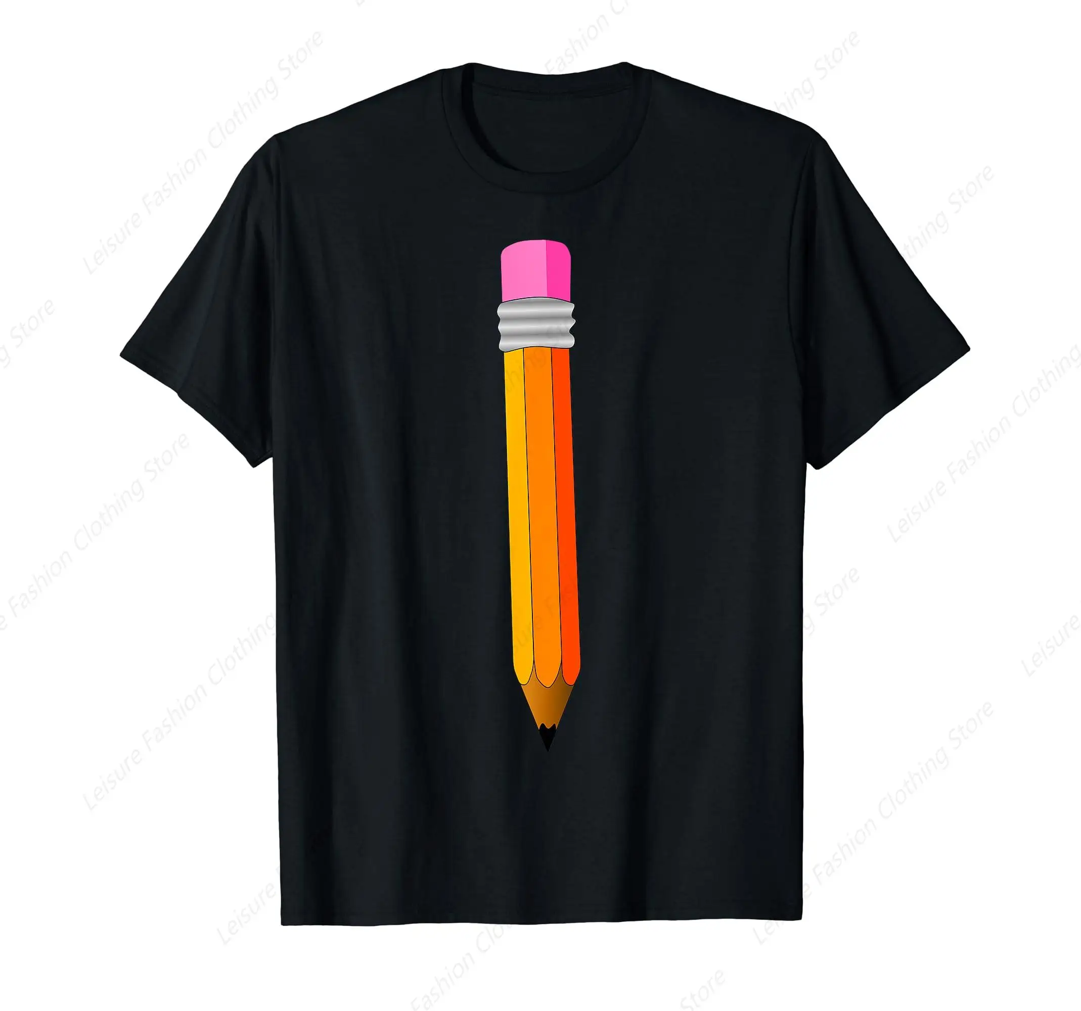 Pencil Costume Shirt Funny Office School Supply Product Tee Round Neck Short Sleeves Cotton Tee Shirt Tops