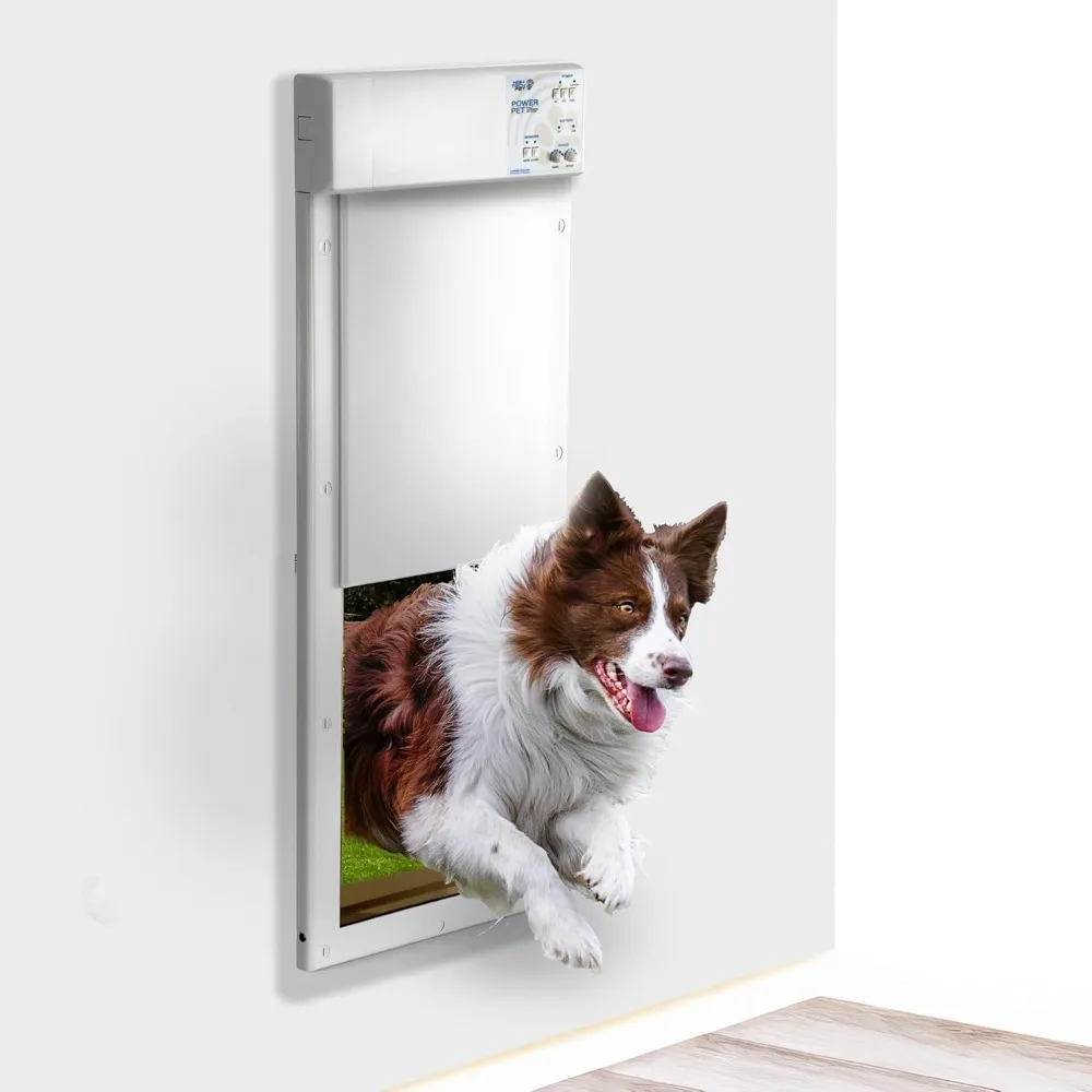 باب الحيوانات الأليفة الأوتوماتيكي Power PET بواسطة حامل باب كبير للحيوانات الأليفة حتى 100 رطل، 4 طرق للوصول إلى التحكم المزدوج المدى، أمان ديدبولت #1