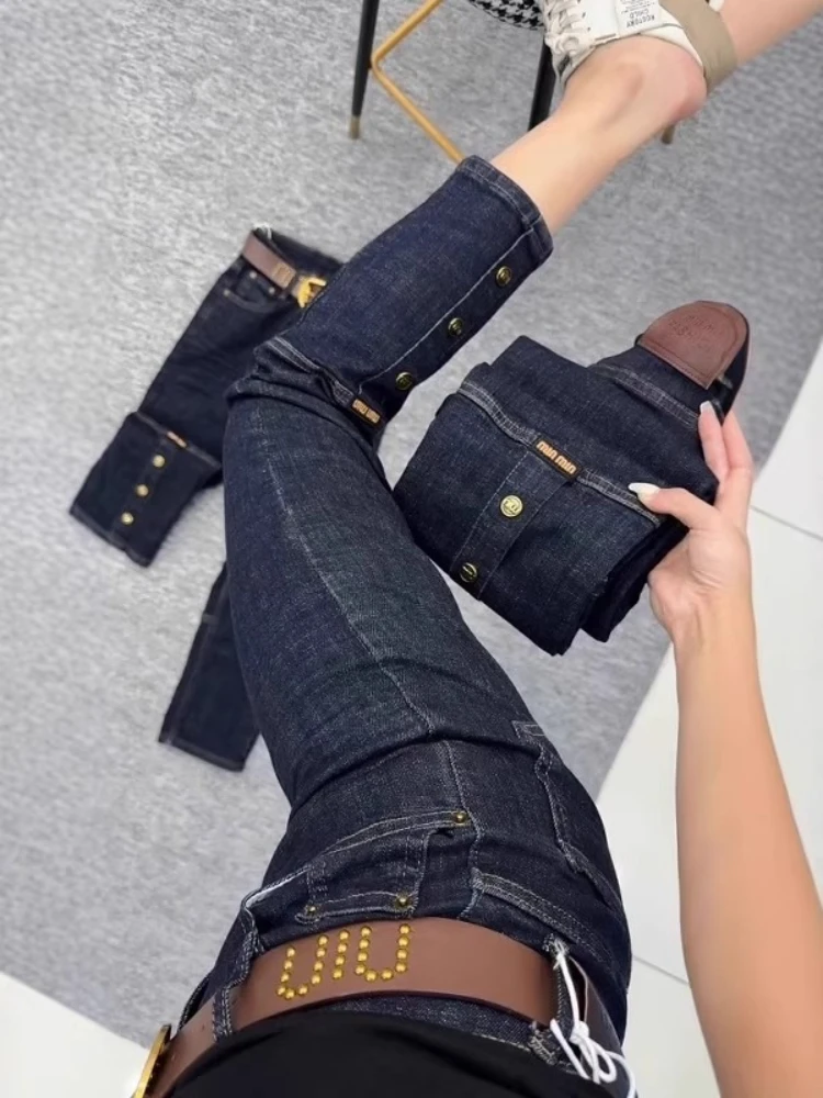 

2026 New Large Size Jeans Women Fashion Y2k High Waist Stretch Straight Denim Casual Pants Spring Autumn Cropped Pencil Trousers