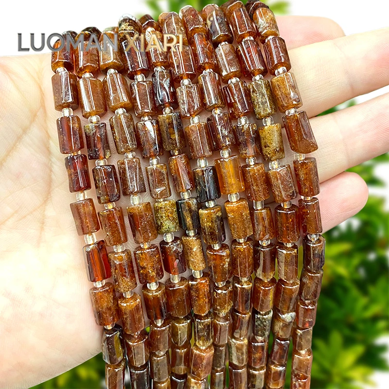 

Natural Stone Irregular Cylinder Rough Gem Orange Garnet Loose Spacer Beads for Jewelry Making Diy Bracelet Charms Accessories