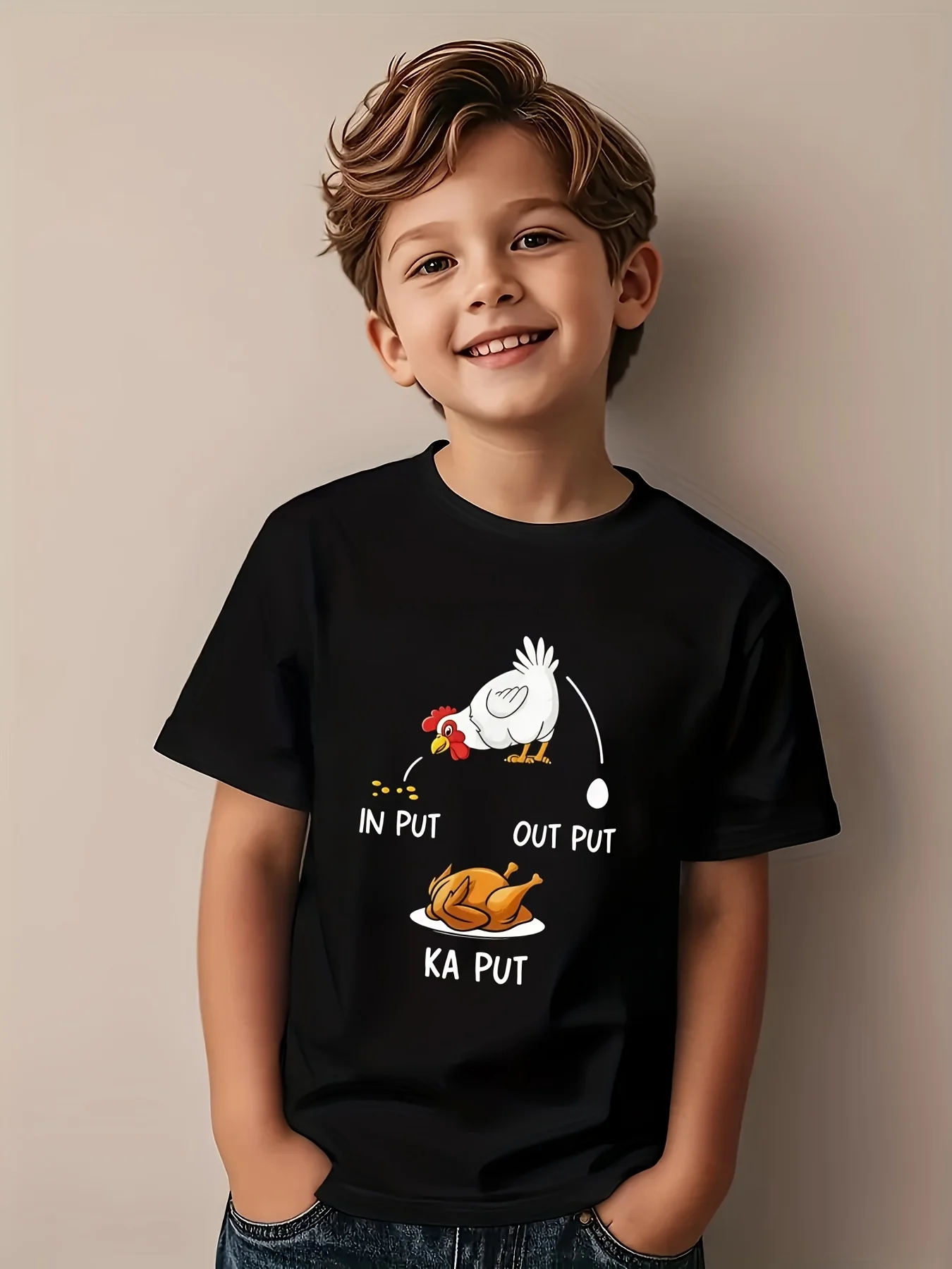 Funny Chicken Input Output Kaput Boys Girls Family Matching Tee Soft Kids Parent Short Sleeve Daily Casual Comfort T Shirt