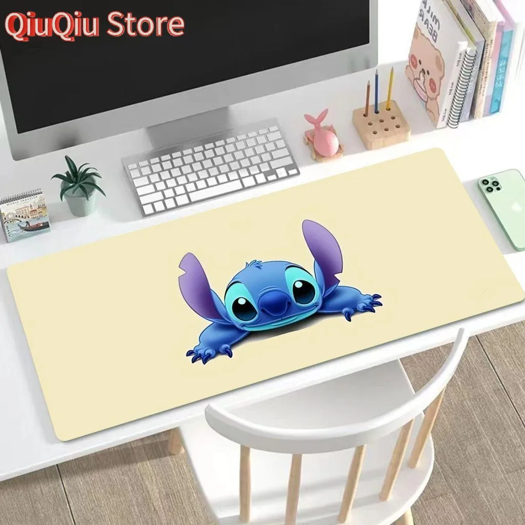 Alas Mouse Kartun Stitch Ekstra Besar Tebal untuk Keyboard Komputer, Alas Meja untuk Anak Perempuan Dewasa, Alas Meja Karet Lucu untuk Pelajar