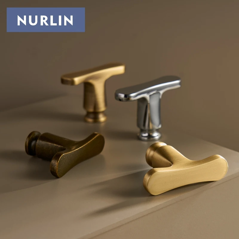 Nurlin Massiver Messing Französischer Stil Möbel T-Griff Knöpfe Schrank Kleiderschrank Schublade Knopf Verschiedene Ausführungen Verfügbar CH113